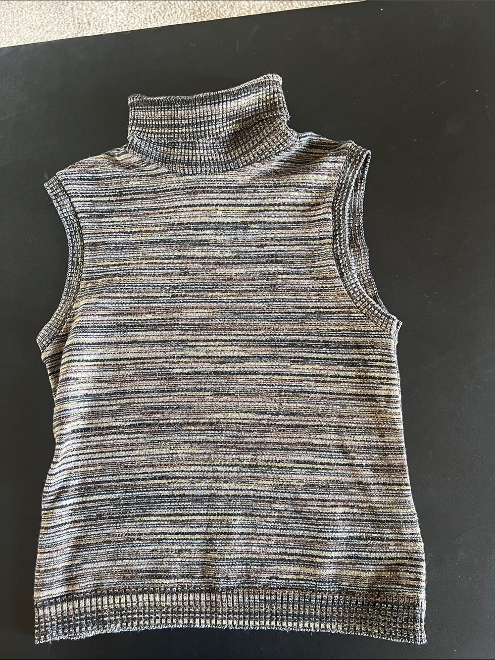 Sleeveless Turtleneck Sweater - Multicolor Stripe
